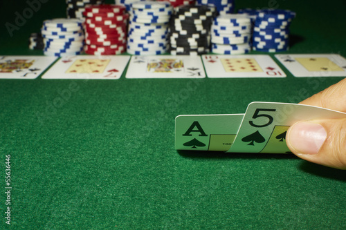 Poker, Show down, Tisch, Jeton, Bluff