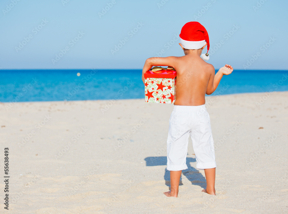 Little boy in santa hat Little boy in santa hat