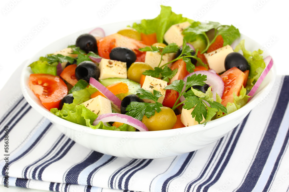 Greek salad in plate close up