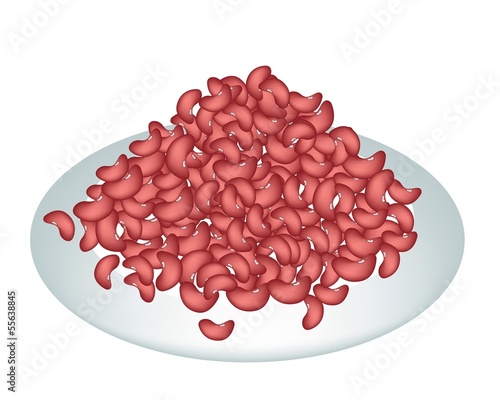 A Lot of Kidney Bean on White Plate