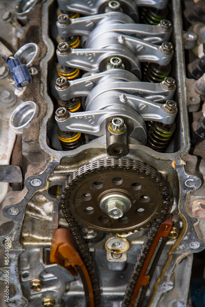 Camshaft close up, Four valve per cylinder system Stock Photo Adobe Stock