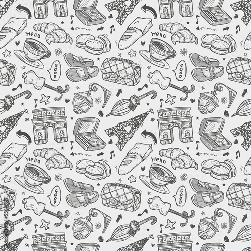 seamless doodle Paris pattern