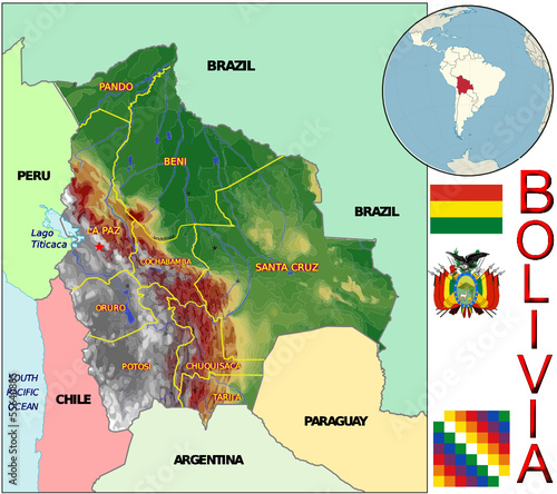 Bolivia America national emblem map symbol location