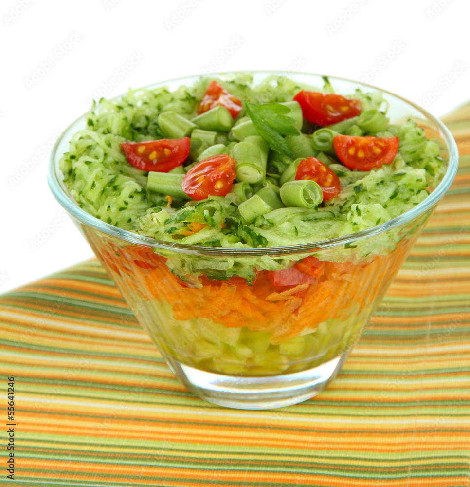 Tasty salad with fresh vegetables, isolated on white Tasty salad with fresh vegetables, isolated on white