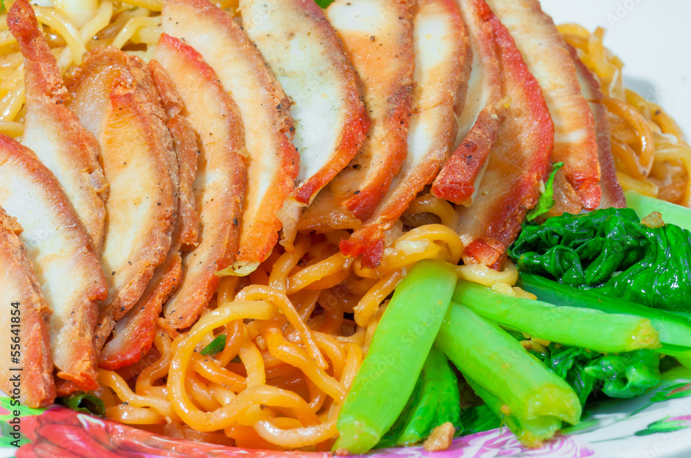 Chinese egg noodles with red pork Chinese egg noodles with red pork