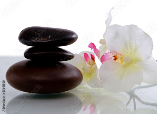 set of stones with flower