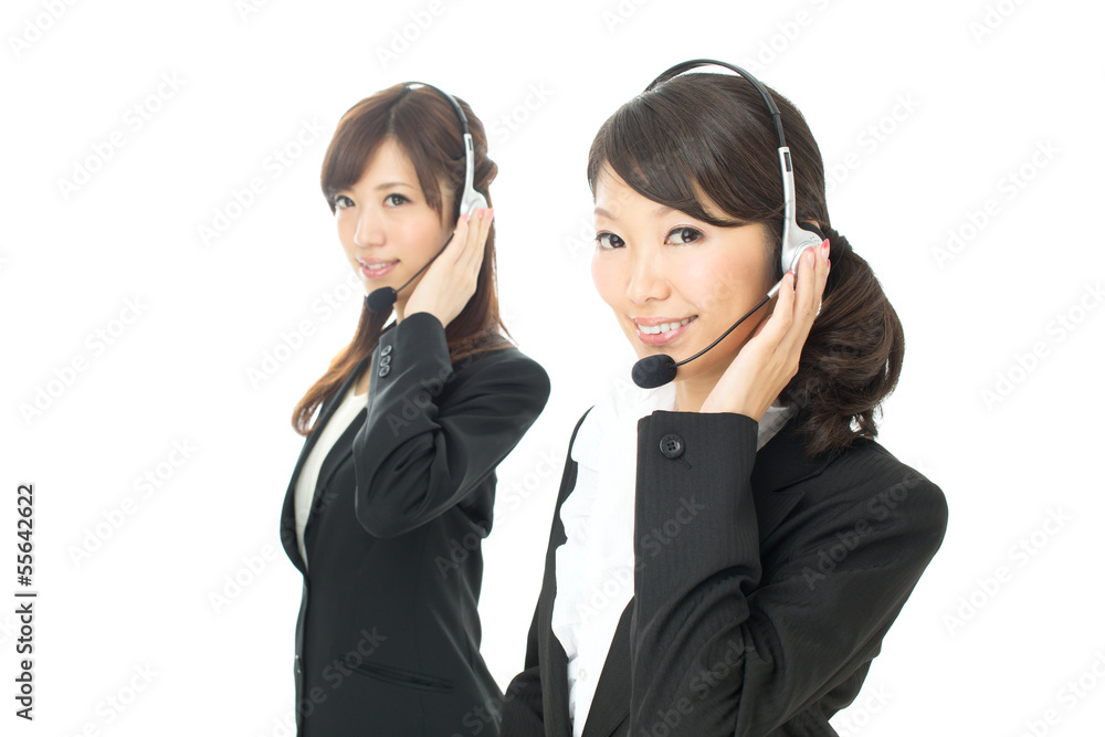 Beautiful asian business operator isolated on white background Beautiful asian business operator isolated on white background