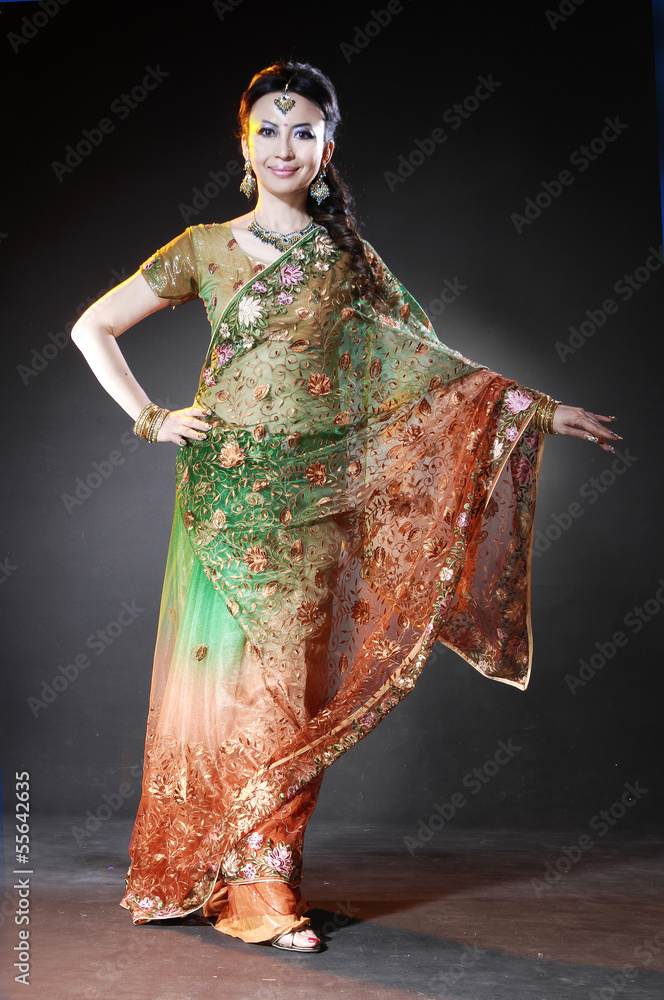 beautiful female wearing traditional indian costum Stock Photo | Adobe Stock