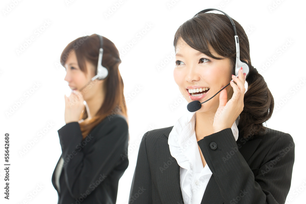 Beautiful asian business operator isolated on white background Beautiful asian business operator isolated on white background