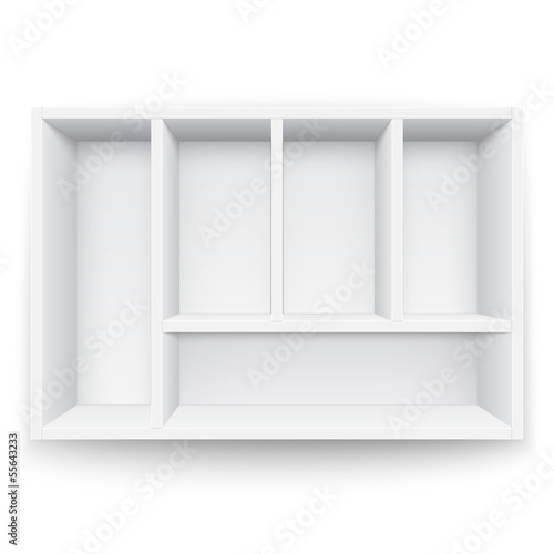White box with separators.