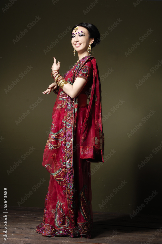 female wearing traditional indian costume posing Stock Photo