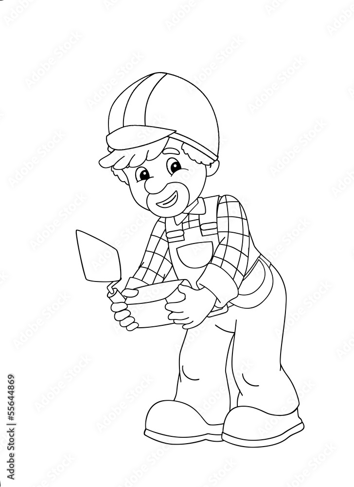 The coloring plate - construction worker