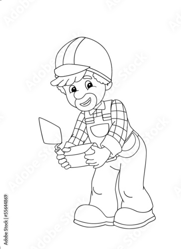 The coloring plate - construction worker