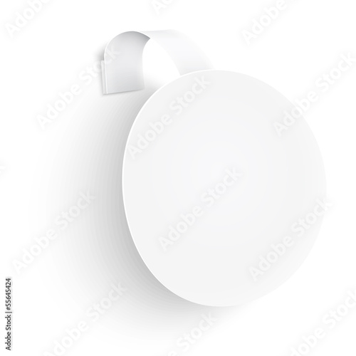 White round wobbler on white background.