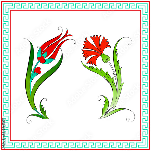 Lale-Karanfil Çini Deseni