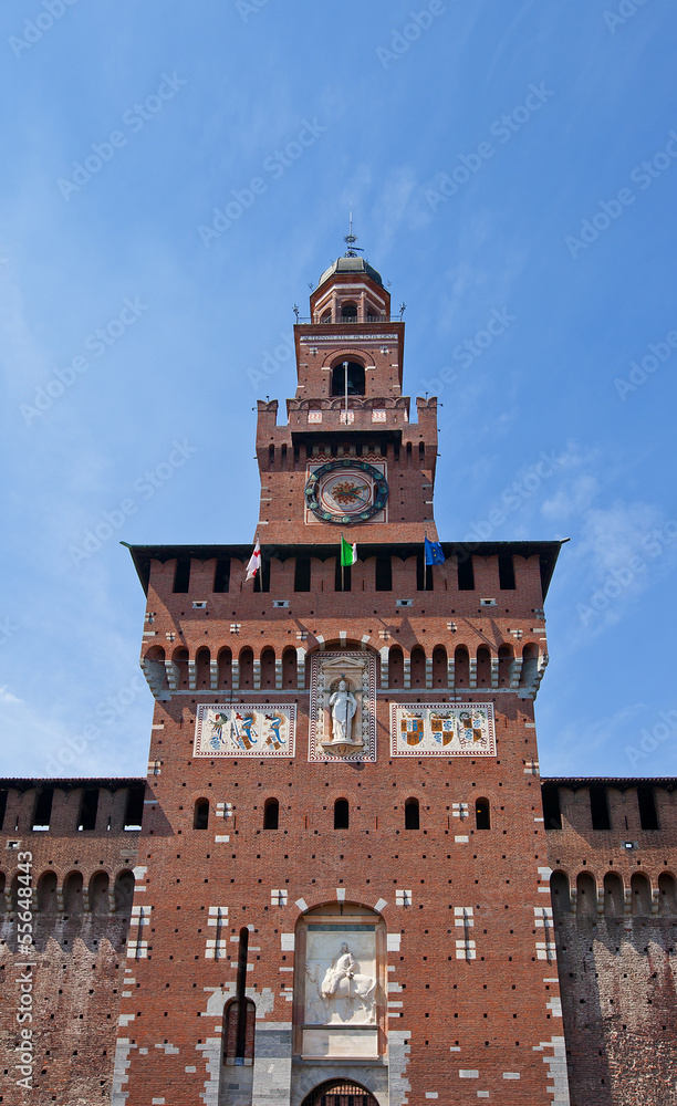 Tower of Filarete. Sforza Castle (XV c.). Milan, Italy