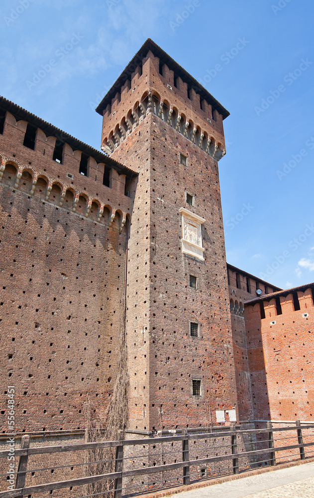 Tower of Bona of Savoy in Sforza Castle (XV c.). Milan, Italy