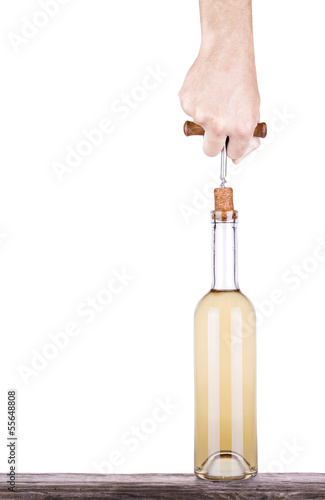 Corkscrew in hand isolated
