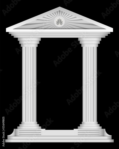 Antique roman temple frame for design