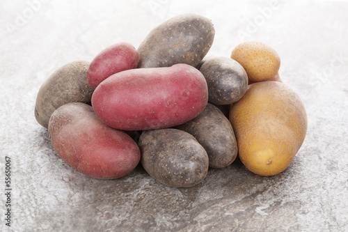 Various raw potatoes.