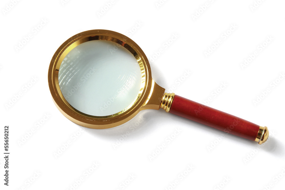 Metal magnifying glass isolated on white background. Metal magnifying glass isolated on white background.