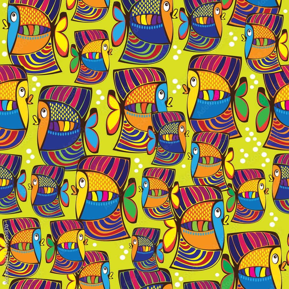 Obraz premium seamless pattern colored cartoon fish