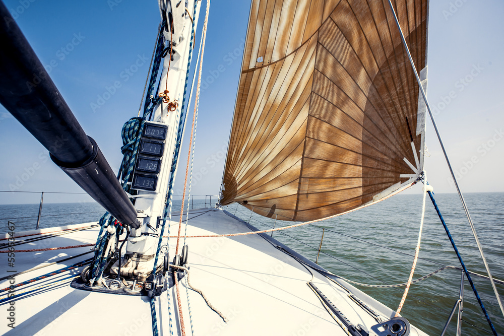Fototapeta premium Sailing ship yachts with white sails