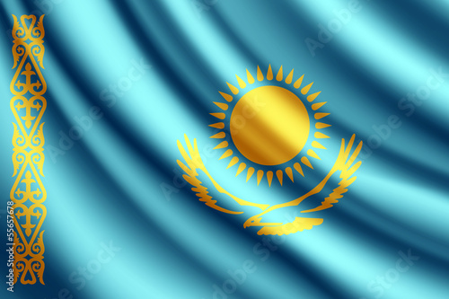 Waving flag of Kazakhstan, vector