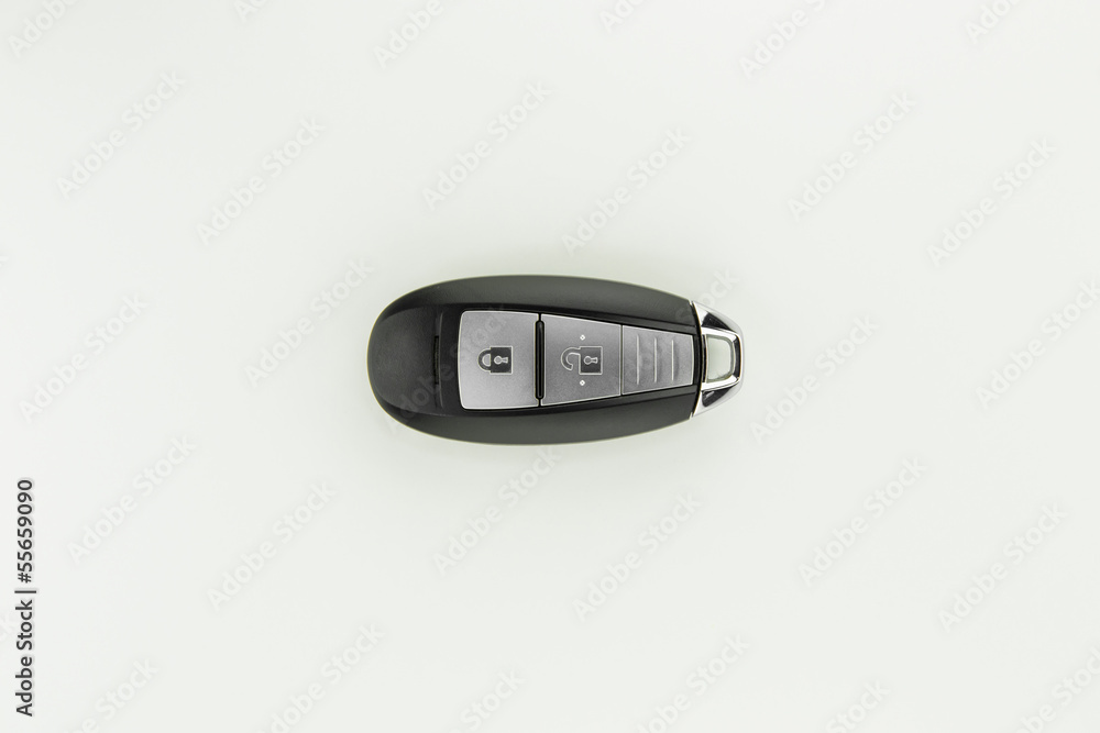 car key with remote control on white car key with remote control on white