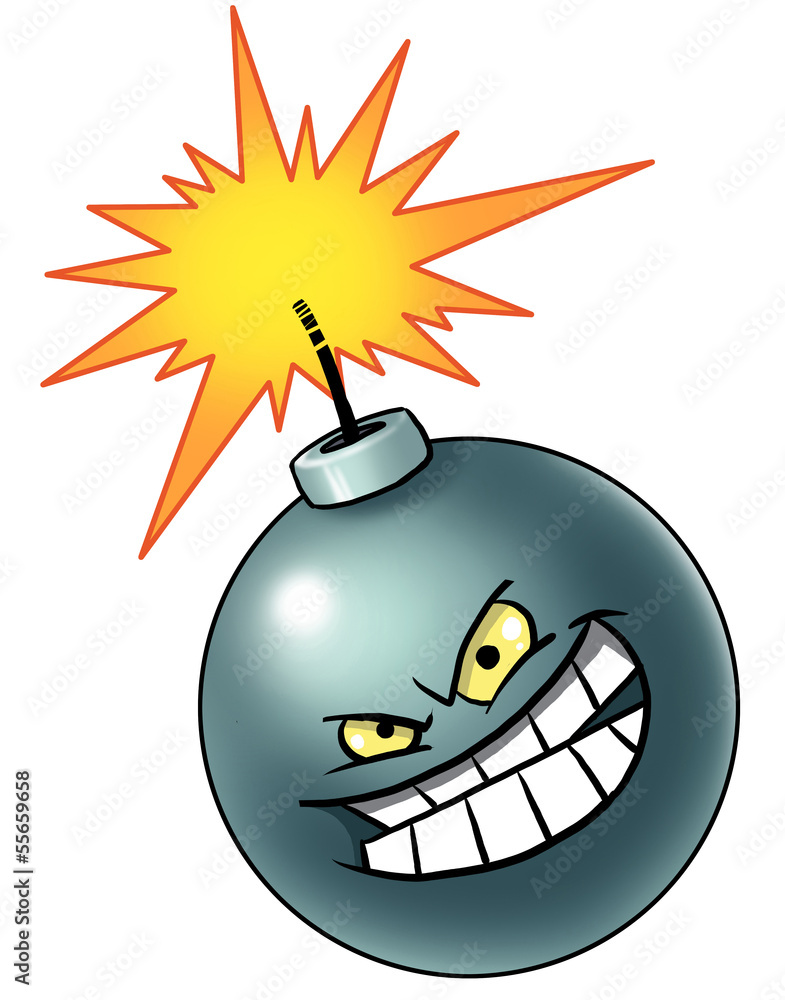 Cartoon bomb with evil face Stock Illustration | Adobe Stock