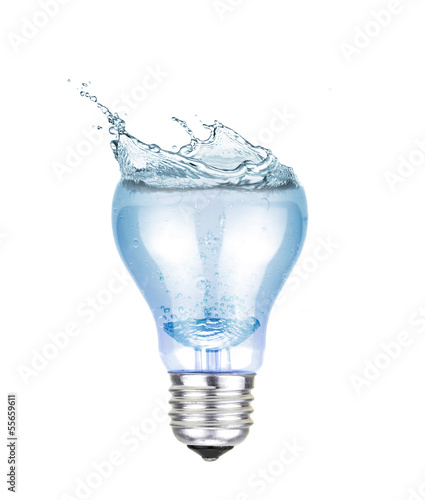 electric lamp full with water and a splash