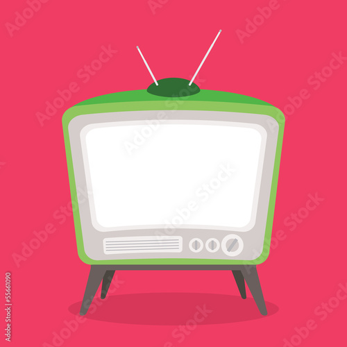 vector vintage tv green color isolated