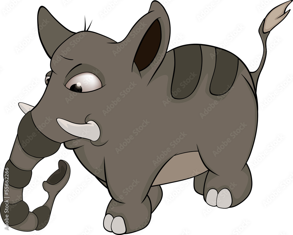 Fototapeta premium Very small striped elephant cartoon