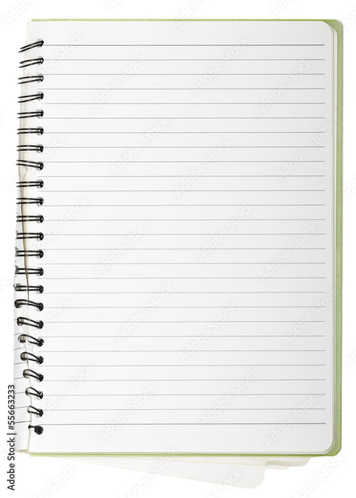 used blank note book with ring binder isolated on white used blank note book with ring binder isolated on white
