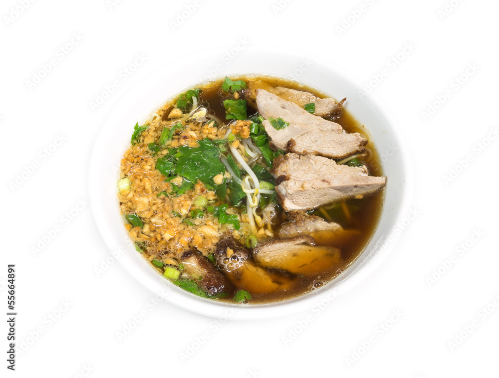 Duck noodle soup isolated on white Duck noodle soup isolated on white