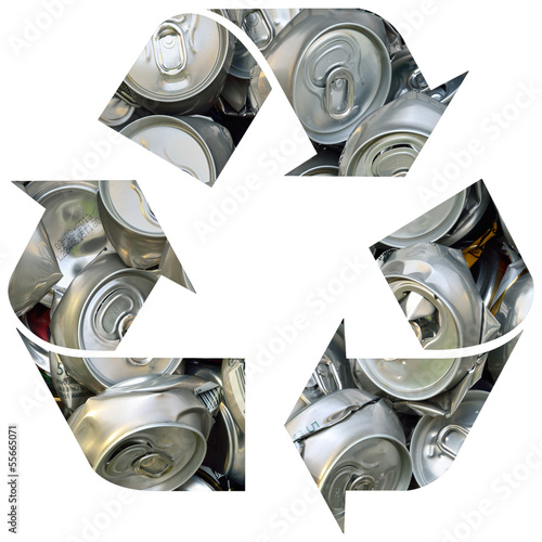 Recycle symbol with cans