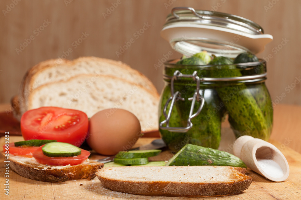 Sliced bread on a wooden board. Sliced bread on a wooden board.