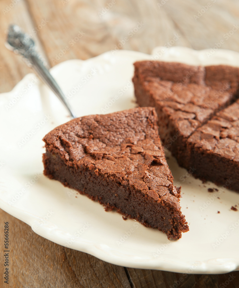 Chocolate almond cornmeal cake