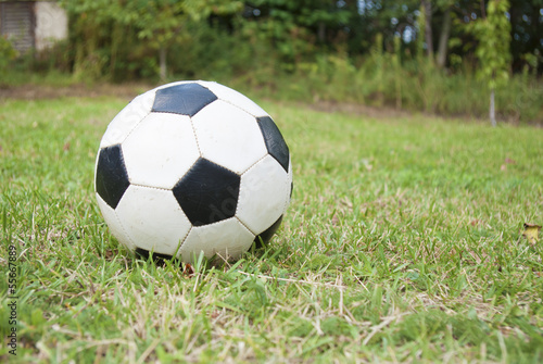 soccer ball on green field