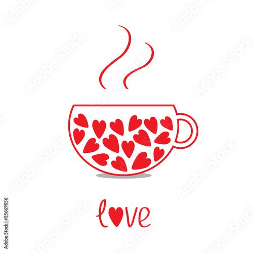 Love teacup with hearts. Love card
