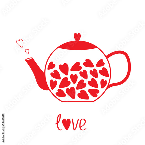 Love teapot with hearts. Love card