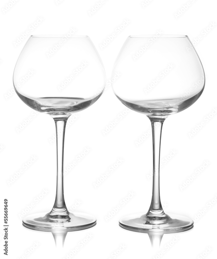 Empty wine glasses isolated on white Empty wine glasses isolated on white