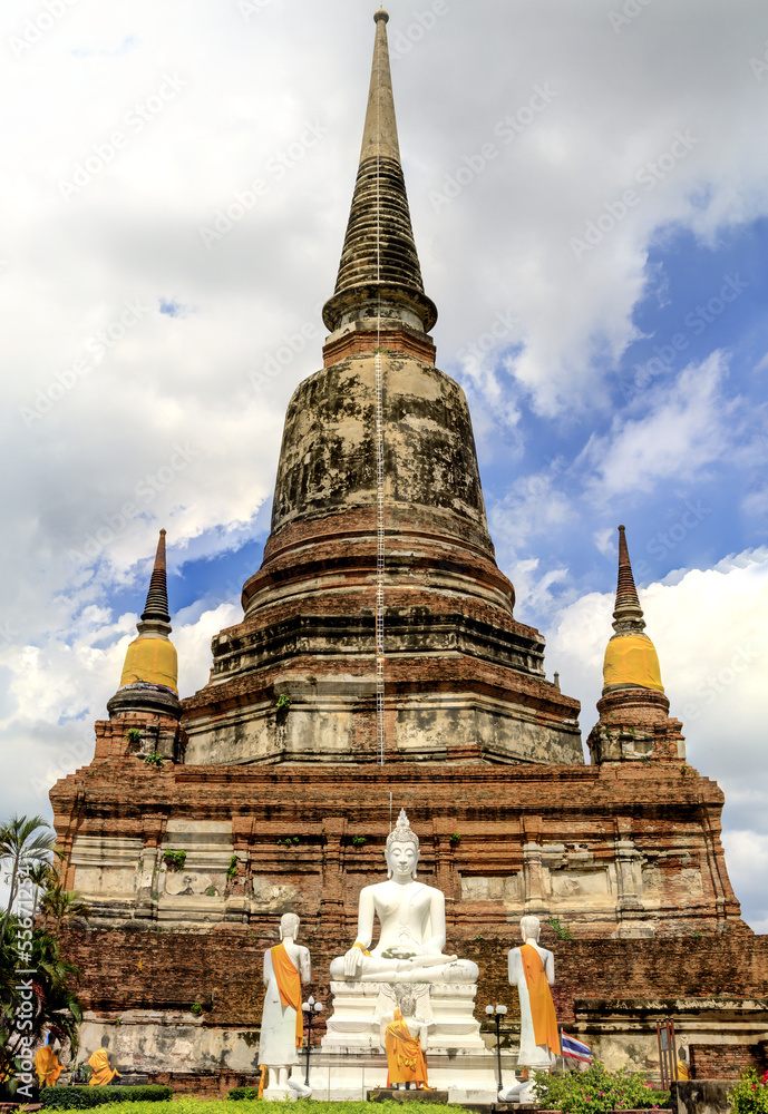 Naklejka premium Old Temple, Wat Yai Chai Mongkhon of Ayuthaya Province Thailand