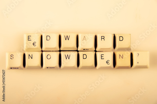 Edward Snowden words written with computer buttons photo