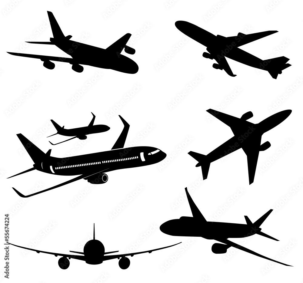 Vector airplanes isolated Vector airplanes isolated