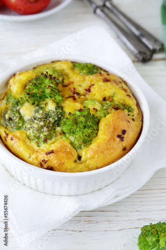 casserole with broccoli in baking dish