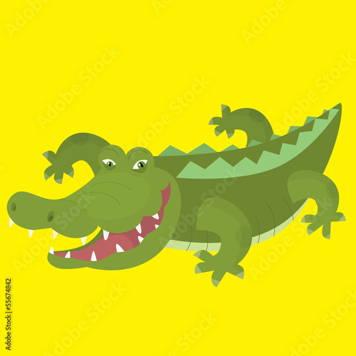Fototapeta Naklejka Na Ścianę i Meble -  Cartoon crocodile - illustration for the children