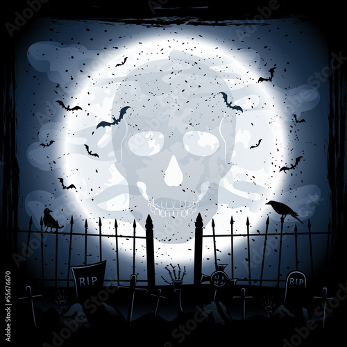 Moon with skull