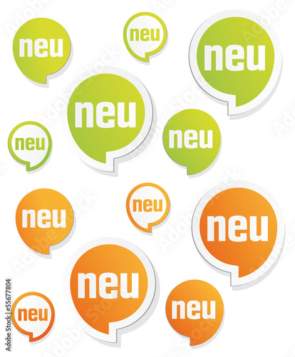 neu label grün orange
