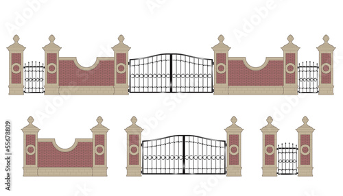Forged iron gate with pillars